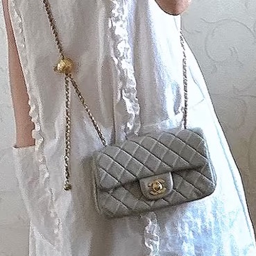 #Chanel 香奈儿 CF方胖子 🔮金球灰色羊皮金扣链条包 芯片款 🗿底长17-1