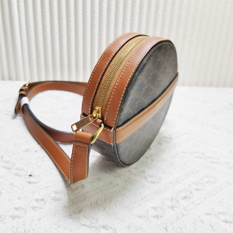 Celine賽琳老花圓餅包斜挎包 尺寸：14*3.5*13.5 肩帶 配件：塵袋-3