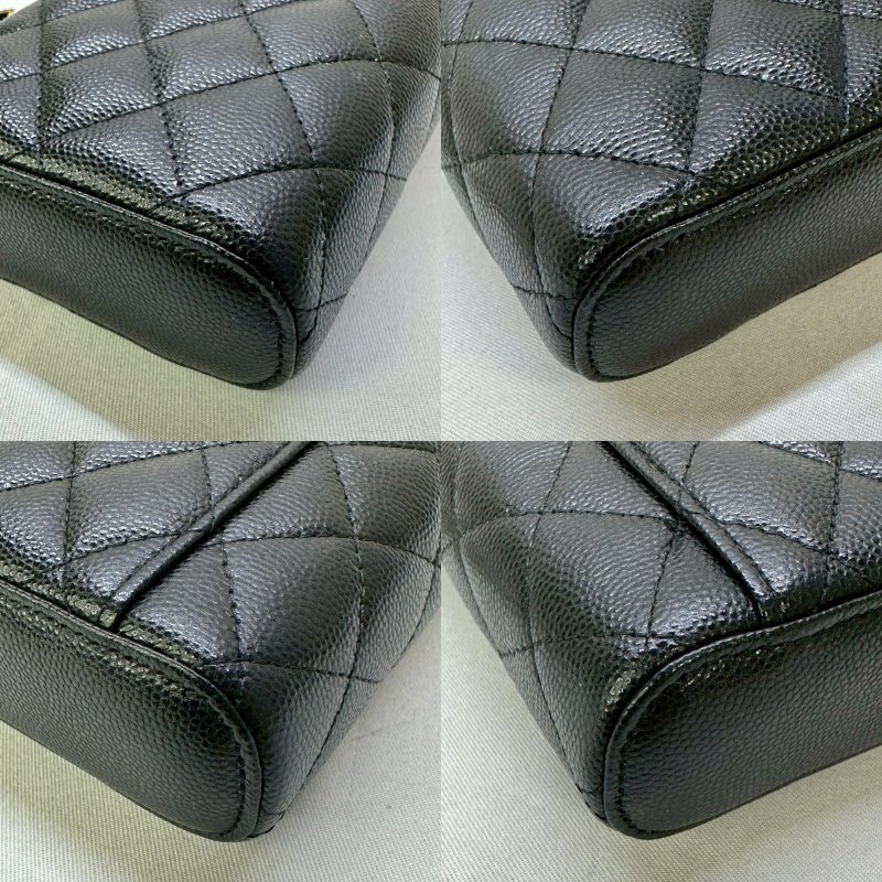 CHANEL 黑金荔枝牛鏈帶手機包-6