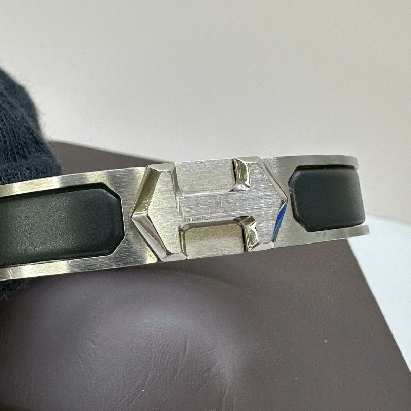 HERMES Super H拉絲鈀金手環-4