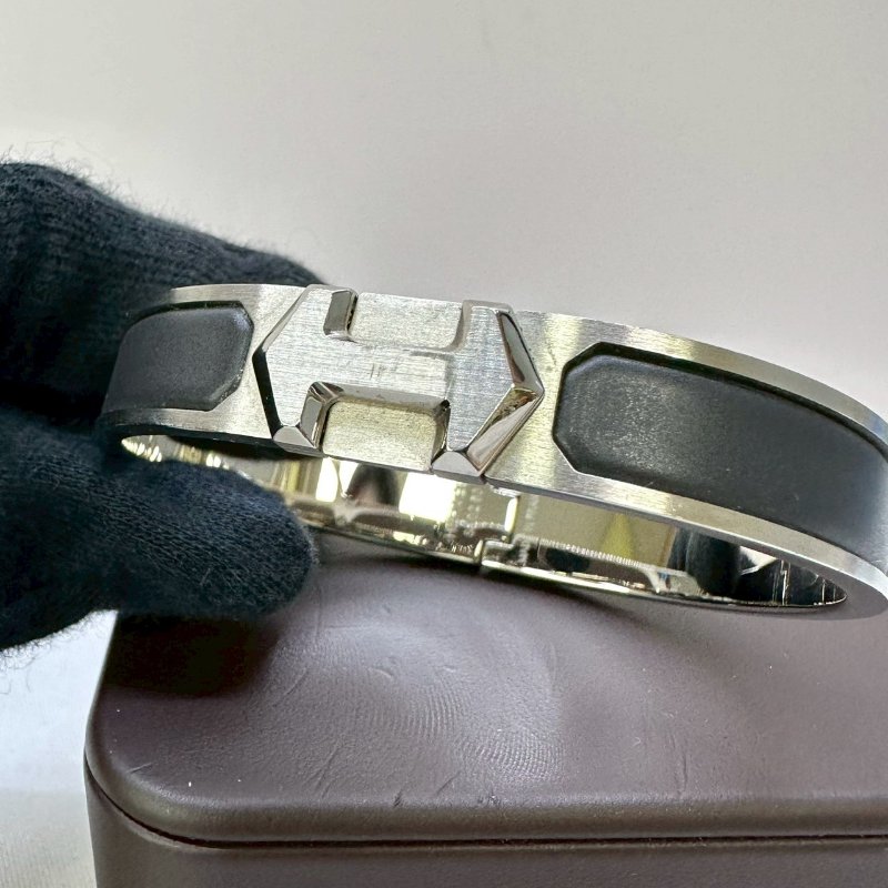 HERMES Super H拉絲鈀金手環-7