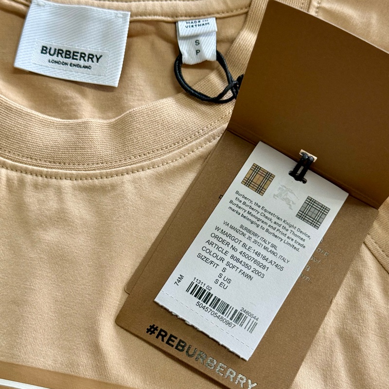全新商品 Burberry 經典字母Logo 棉質短袖米色T恤(尺寸在內文）-3