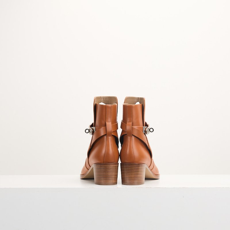 Hermès Neo ankle boot Kelly扣短靴/Naturel棕色-1