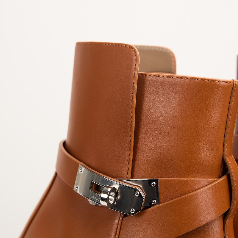 Hermès Neo ankle boot Kelly扣短靴/Naturel棕色-3
