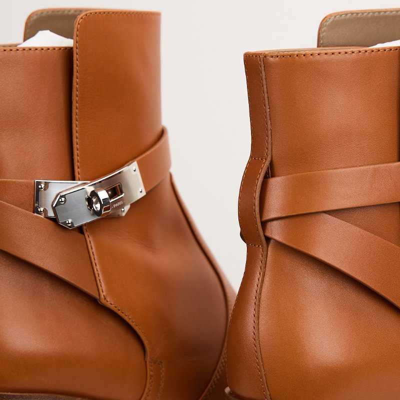 Hermès Neo ankle boot Kelly扣短靴/Naturel棕色-6