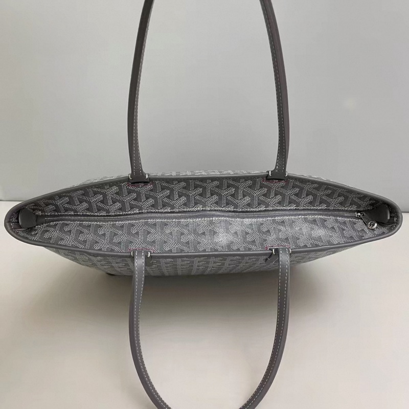 Goyard戈雅 灰色印花拉鍊購物袋 尺寸31×24-4