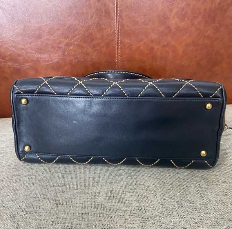 【今年大熱復古款❤️🔥這幾年很火的保齡包🎳】Chanel 中古黑金菱格 保齡球單肩包|手提包-2