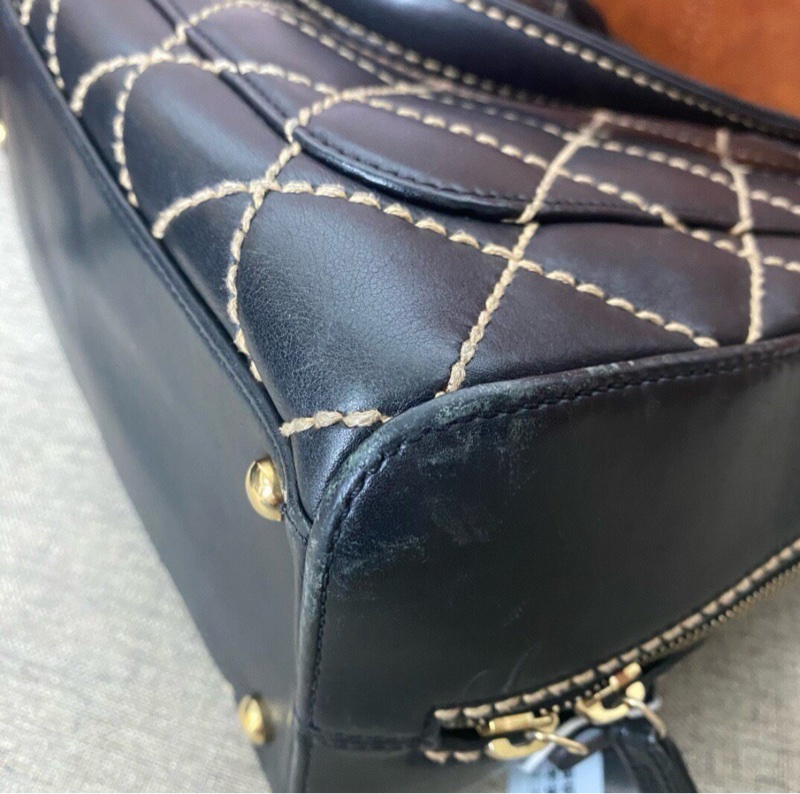 【今年大熱復古款❤️🔥這幾年很火的保齡包🎳】Chanel 中古黑金菱格 保齡球單肩包|手提包-4