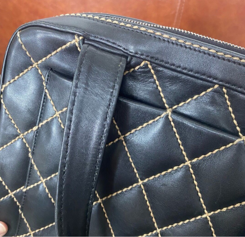 【今年大熱復古款❤️🔥這幾年很火的保齡包🎳】Chanel 中古黑金菱格 保齡球單肩包|手提包-6