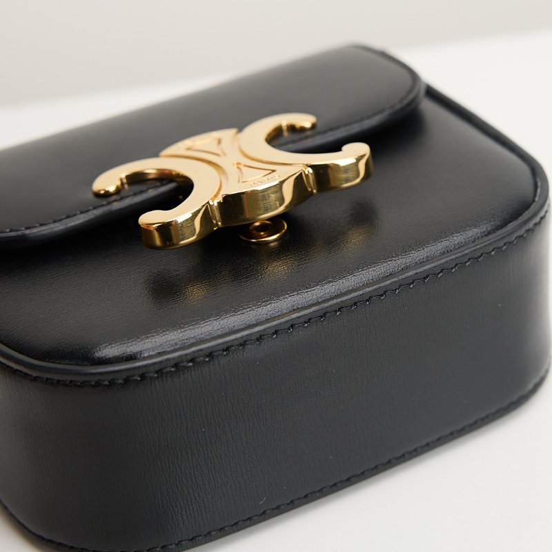 二手Celine mini 凱旋門小包/黑金-4