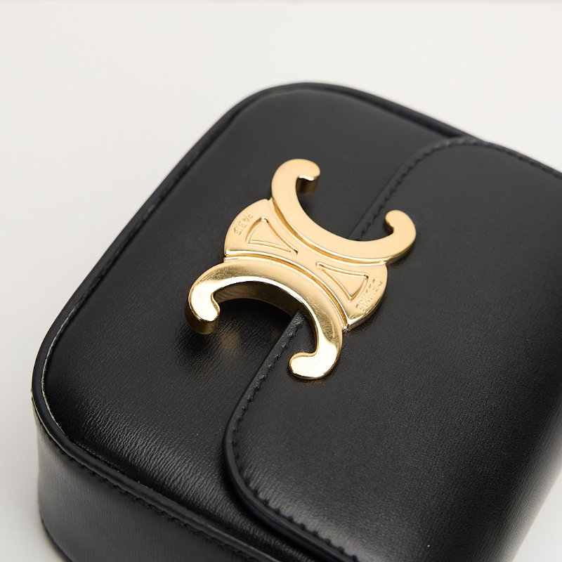 二手Celine mini 凱旋門小包/黑金-6