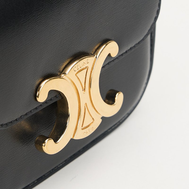 二手Celine mini 凱旋門小包/黑金-7