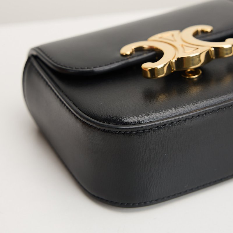 二手Celine mini 凱旋門小包/黑金-12