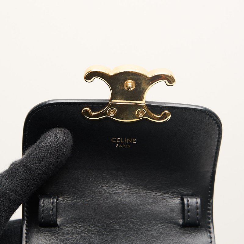 二手Celine mini 凱旋門小包/黑金-14
