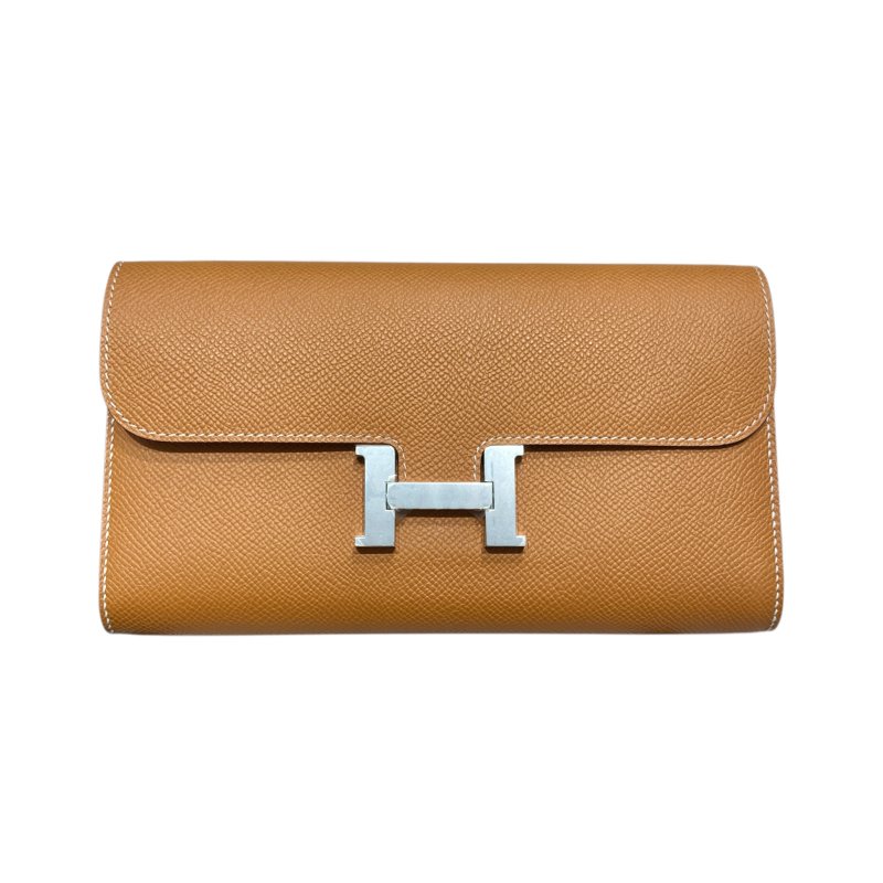 HERMES 愛馬仕 CONSTANCE TO GO 肩背手拿包 皮革 金棕 銀釦-0