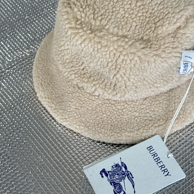 「員購特價」（童）全新BURBERRY  雙面格紋絨毛漁夫帽 博柏利可愛童帽 雙面可用-12