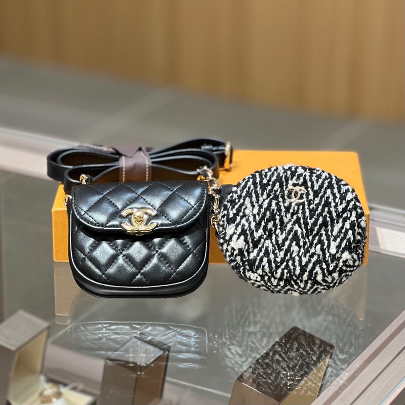 chanel香奈儿双子腰包毛呢羊皮双子星-0