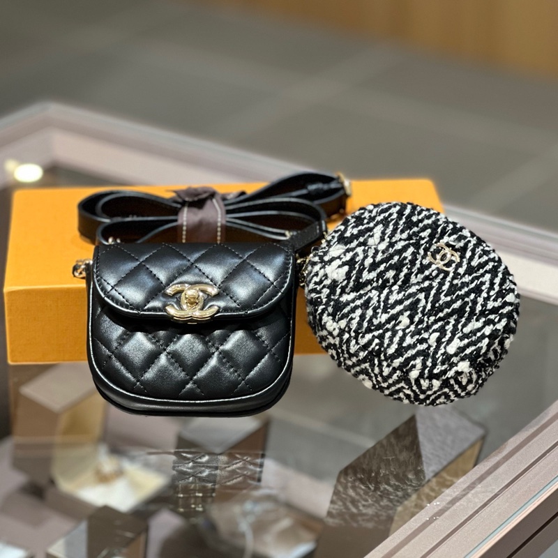 chanel香奈儿双子腰包毛呢羊皮双子星-1