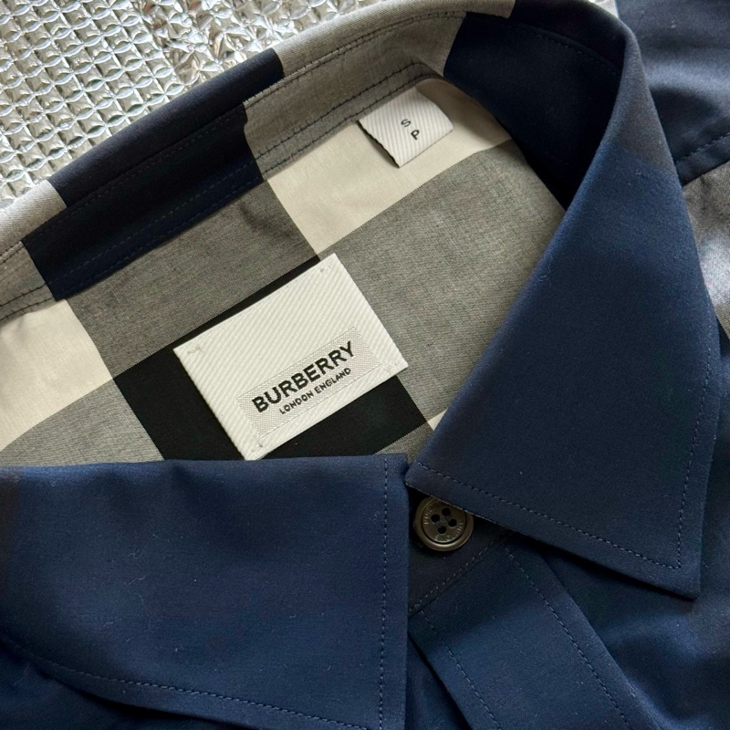 「英國代購」全新BURBERRY博柏利［專櫃價24500］經典格紋襯衫海軍藍-2