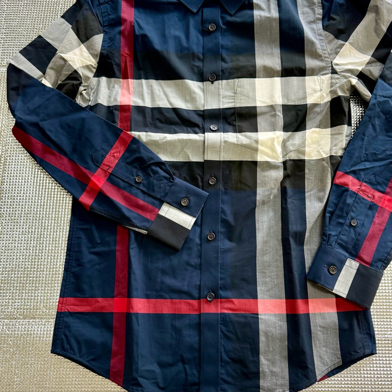 「英國代購」全新BURBERRY博柏利［專櫃價24500］經典格紋襯衫海軍藍-10