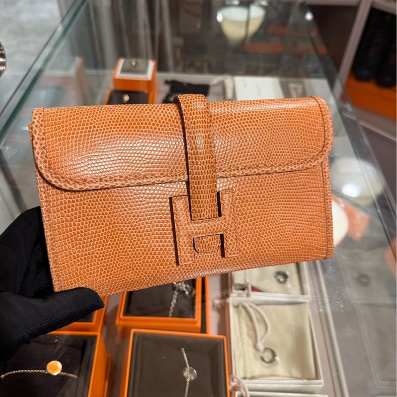 Hermes Jige clutch mini 20cm 5V Rosy Lizard 蜥蜴皮-0