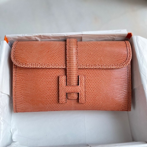 Hermes Jige clutch mini 20cm 5V Rosy Lizard 蜥蜴皮
