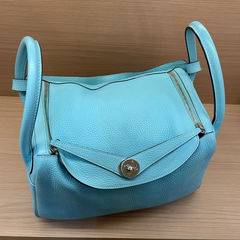 NO：C97 Hermes Lindy30 马卡龙蓝 銀扣 TC 2015年  T刻 無附件-7