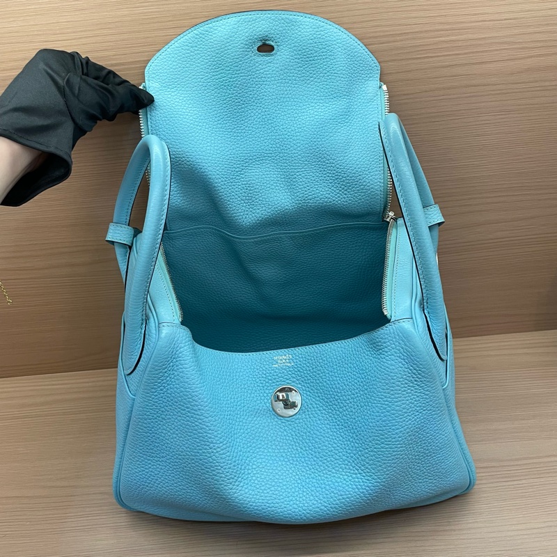 NO：C97 Hermes Lindy30 马卡龙蓝 銀扣 TC 2015年  T刻 無附件-8