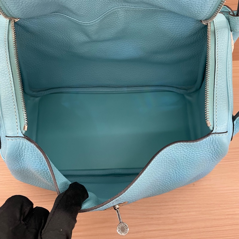 NO：C97 Hermes Lindy30 马卡龙蓝 銀扣 TC 2015年  T刻 無附件-10