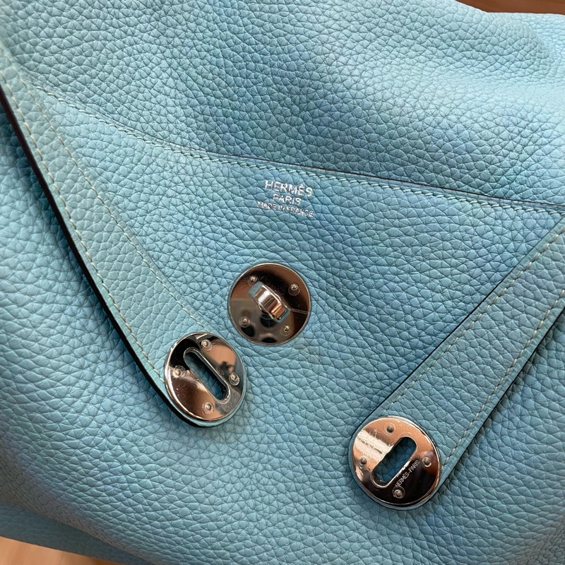 NO：C97 Hermes Lindy30 马卡龙蓝 銀扣 TC 2015年  T刻 無附件-12