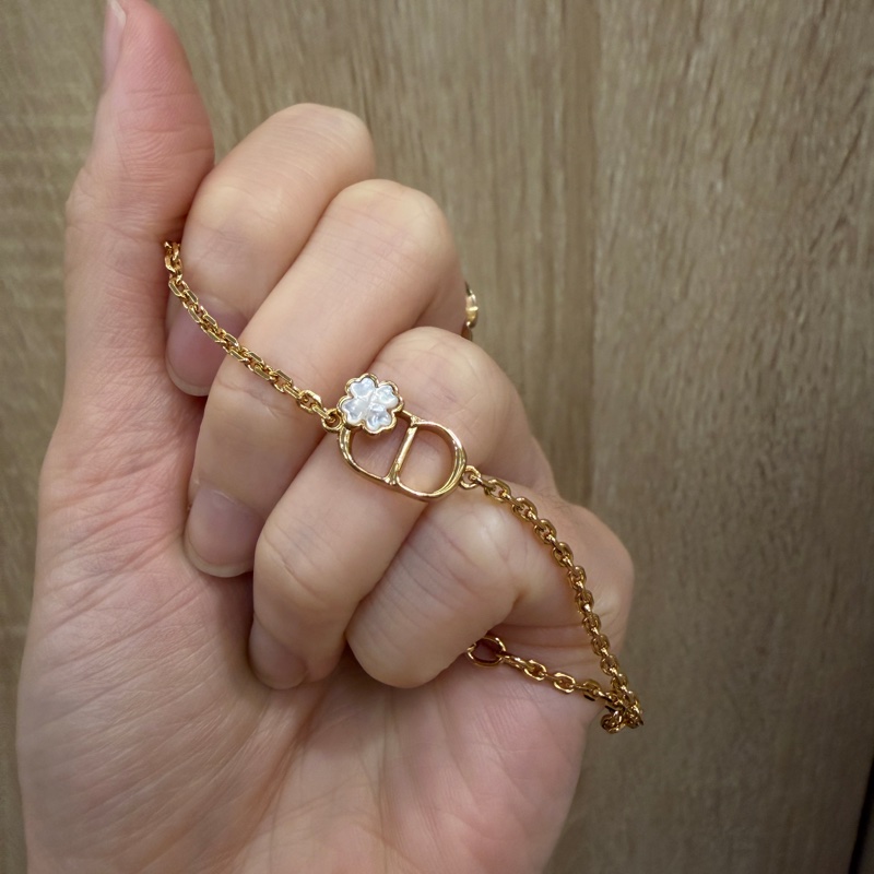 Dior 金色珍珠母貝四葉草Garden手鏈-0