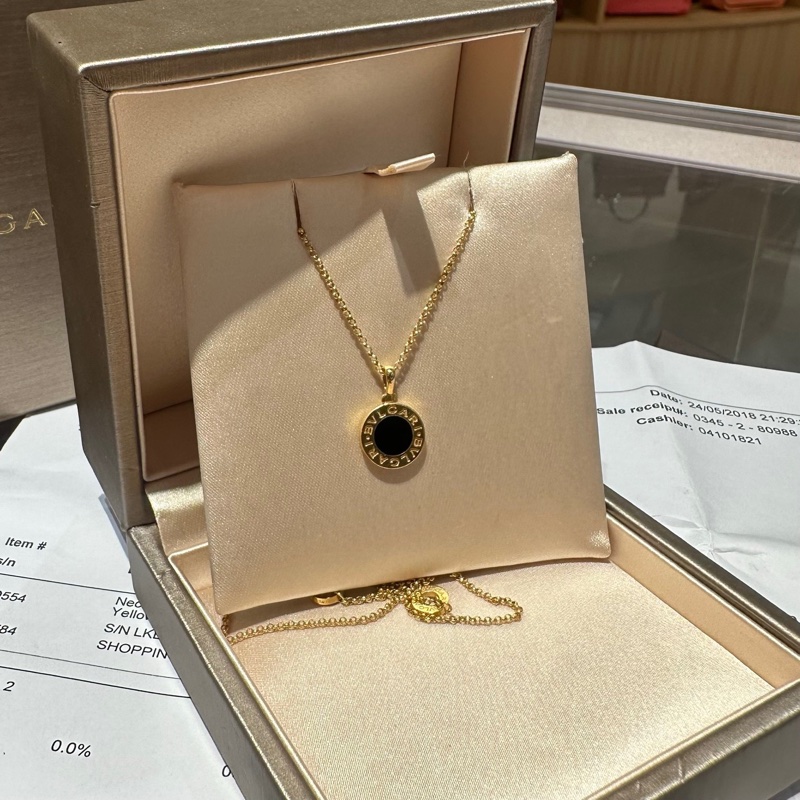 BVLGARI宝格丽圆饼双面圆盘玛瑙18k金项链-3