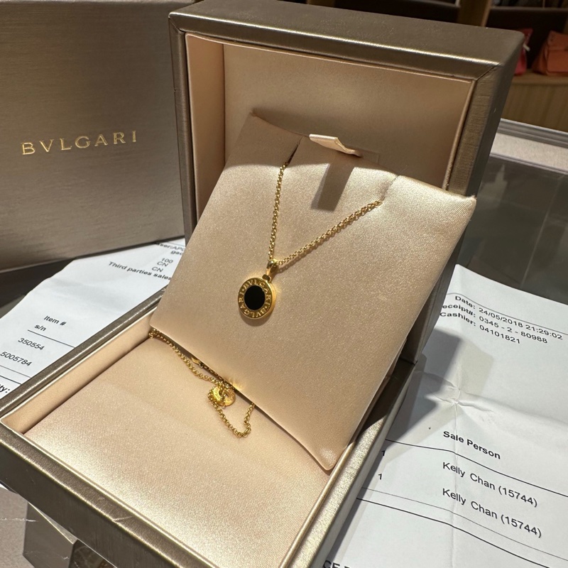 BVLGARI宝格丽圆饼双面圆盘玛瑙18k金项链-4