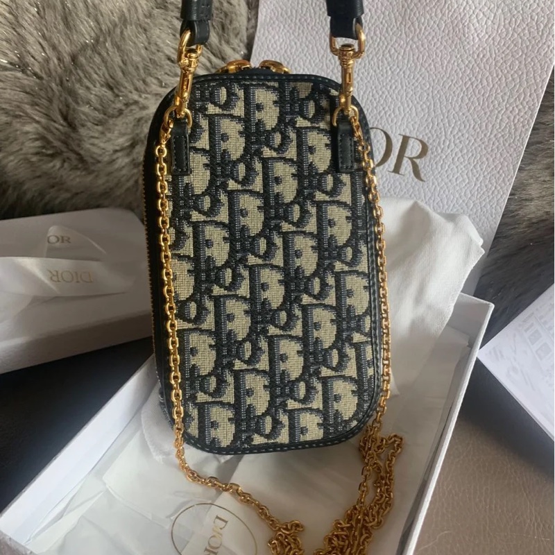 迪奧手機包 鍊條包 斜背包  手提包 鏈條包 肩背包 腋下包 香奈兒  閒置 未使用 有專櫃單 dior 30 Montaigne Call'in Dior Phone Holder with chain-4