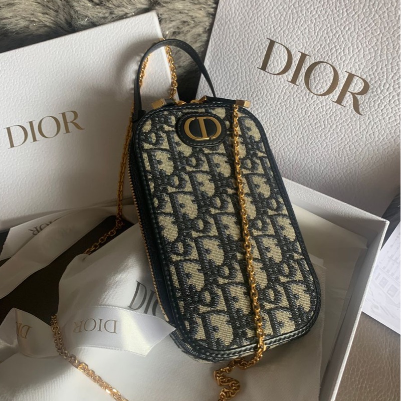 迪奧手機包 鍊條包 斜背包  手提包 鏈條包 肩背包 腋下包 香奈兒  閒置 未使用 有專櫃單 dior 30 Montaigne Call'in Dior Phone Holder with chain-5