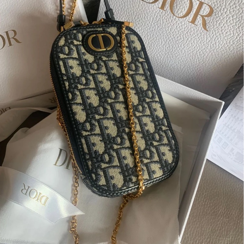 迪奧手機包 鍊條包 斜背包  手提包 鏈條包 肩背包 腋下包 香奈兒  閒置 未使用 有專櫃單 dior 30 Montaigne Call'in Dior Phone Holder with chain-6