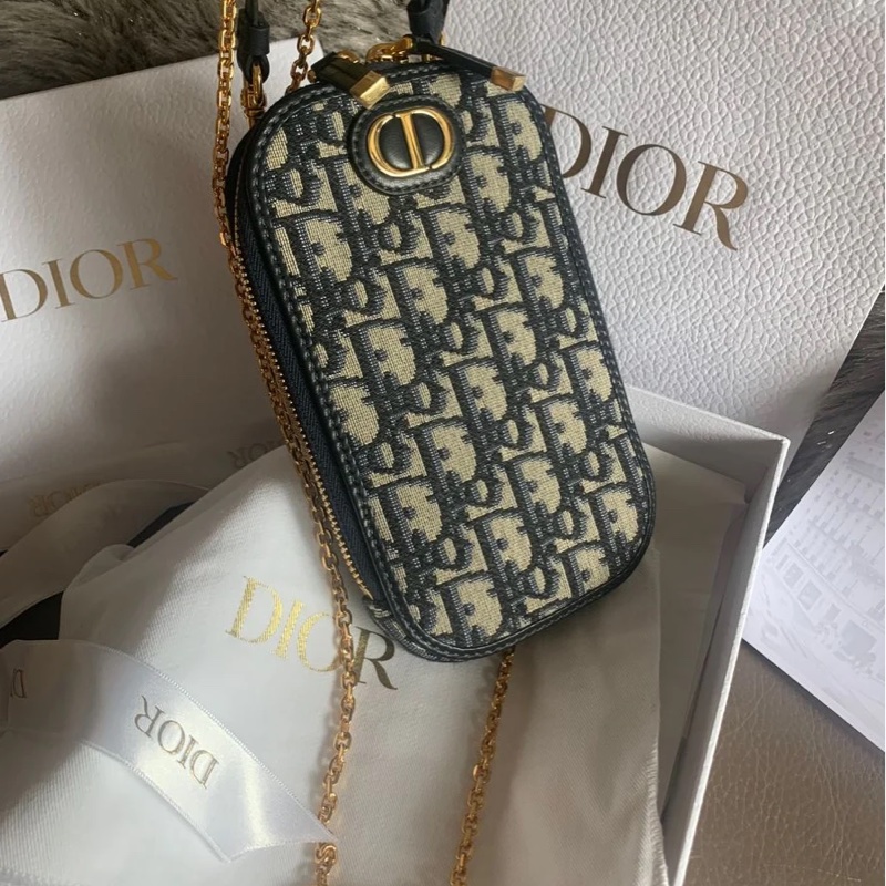 迪奧手機包 鍊條包 斜背包  手提包 鏈條包 肩背包 腋下包 香奈兒  閒置 未使用 有專櫃單 dior 30 Montaigne Call'in Dior Phone Holder with chain-8