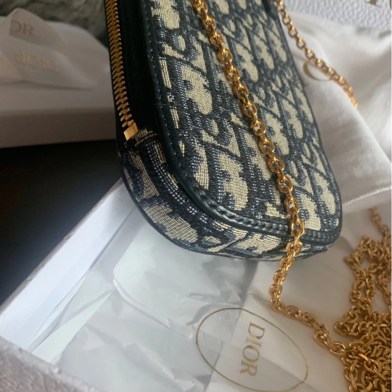 迪奧手機包 鍊條包 斜背包  手提包 鏈條包 肩背包 腋下包 香奈兒  閒置 未使用 有專櫃單 dior 30 Montaigne Call'in Dior Phone Holder with chain-9