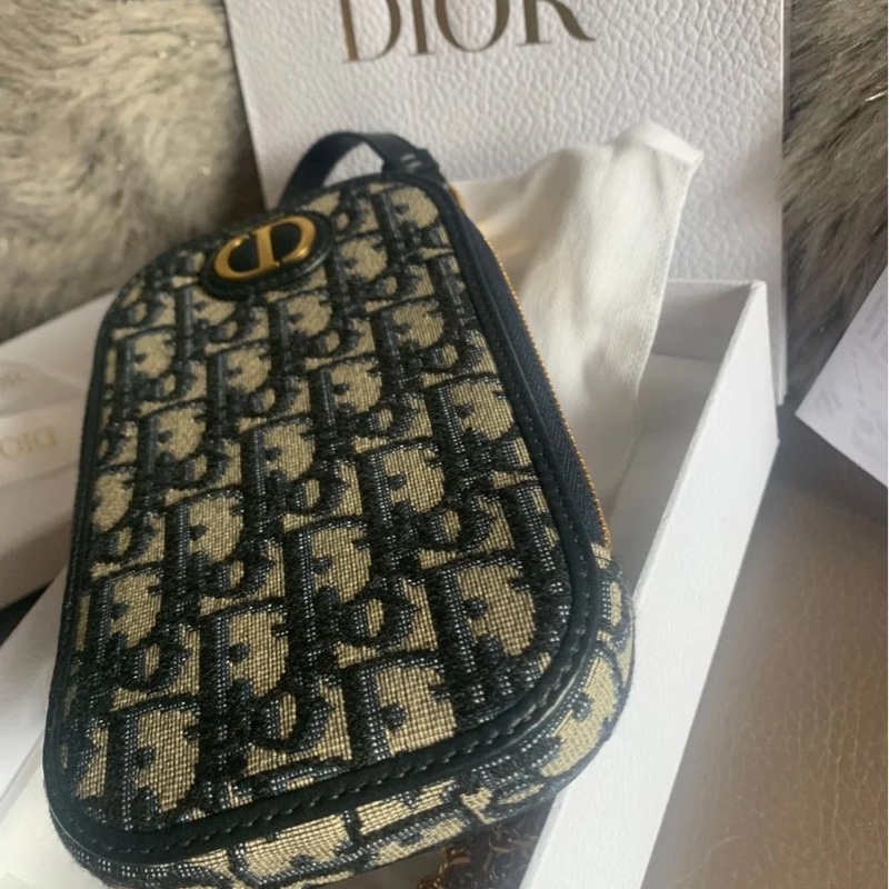 迪奧手機包 鍊條包 斜背包  手提包 鏈條包 肩背包 腋下包 香奈兒  閒置 未使用 有專櫃單 dior 30 Montaigne Call'in Dior Phone Holder with chain-11