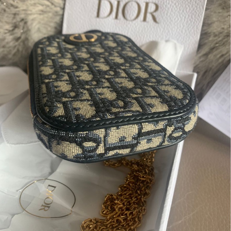 迪奧手機包 鍊條包 斜背包  手提包 鏈條包 肩背包 腋下包 香奈兒  閒置 未使用 有專櫃單 dior 30 Montaigne Call'in Dior Phone Holder with chain-14