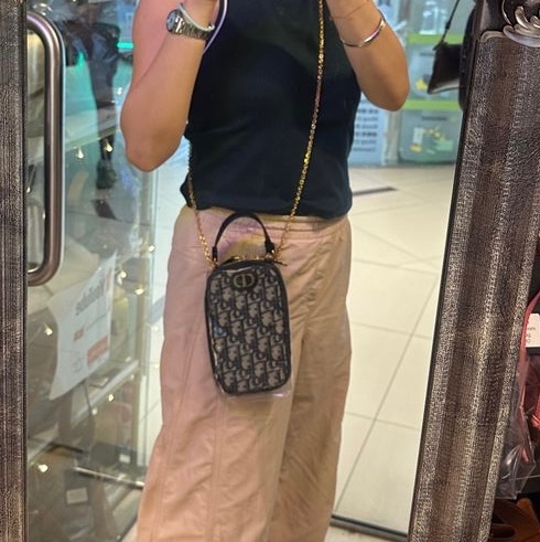 迪奧手機包 鍊條包 斜背包  手提包 鏈條包 肩背包 腋下包 香奈兒  閒置 未使用 有專櫃單 dior 30 Montaigne Call'in Dior Phone Holder with chain-17