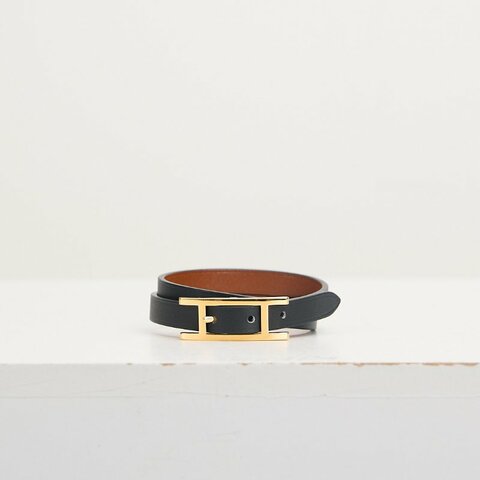 Hermès Behapi Double Tour手環/黑/褐色