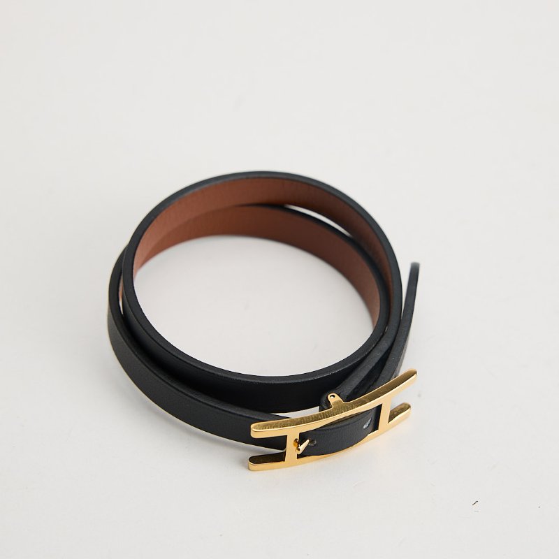 Hermès Behapi Double Tour手環/黑/褐色-1