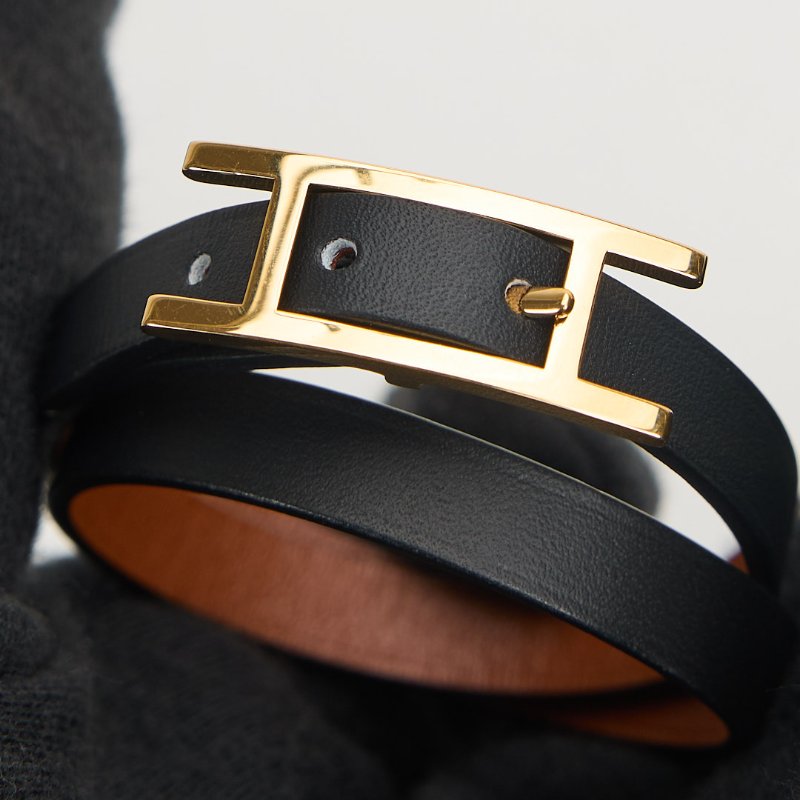 Hermès Behapi Double Tour手環/黑/褐色-4