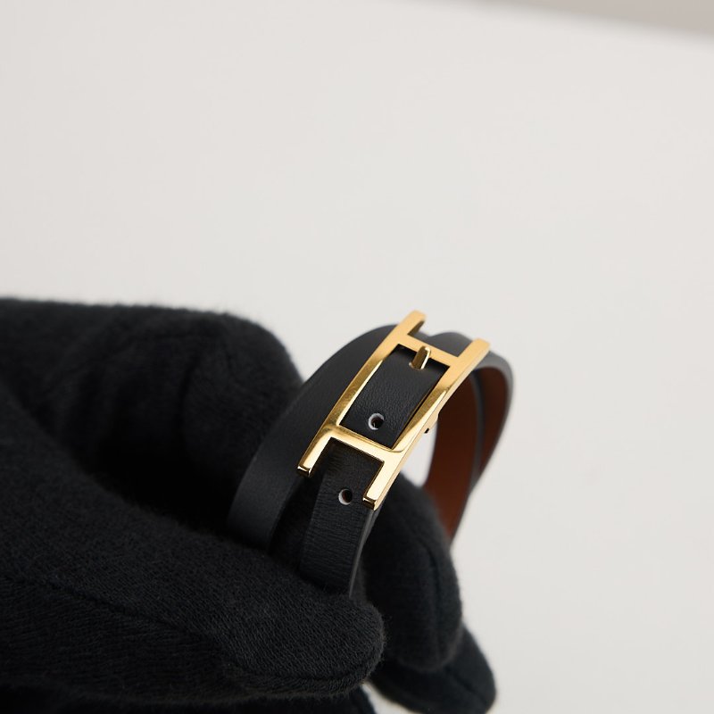 Hermès Behapi Double Tour手環/黑/褐色-8