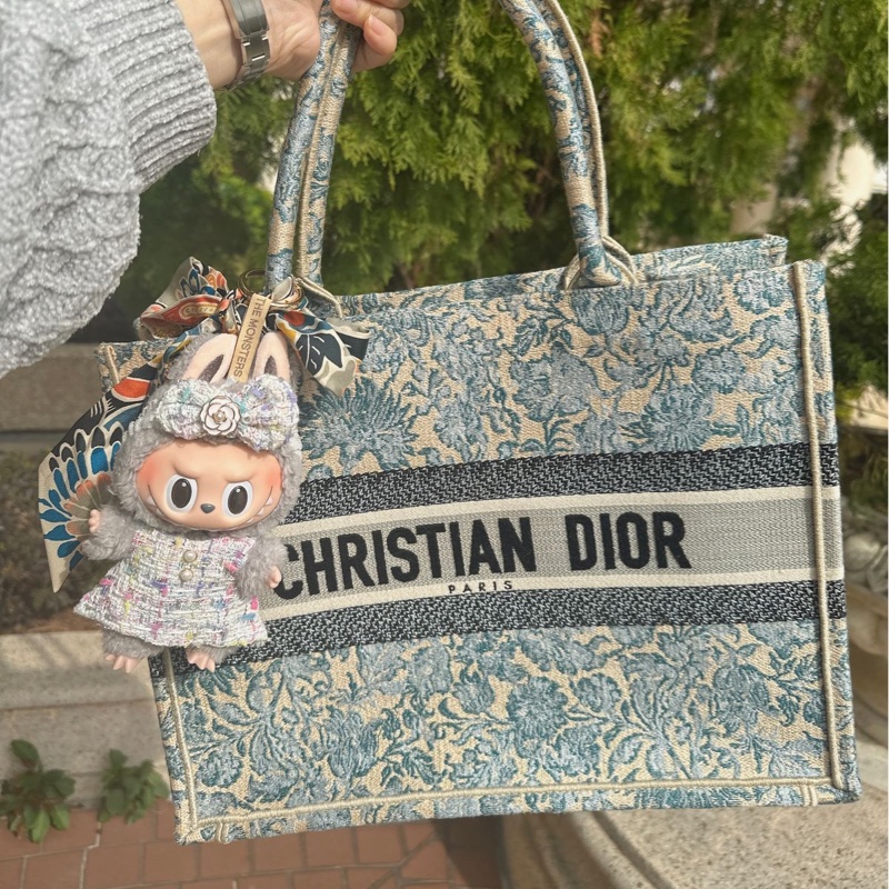 迪奧 托特包 肩背包 腋下包  手提包 閒置  帆布托特 季節限定刺繡款 CHRISTIAN DIOR CD Canvas Embroidered From the 2022 Collection by Maria Grazia Chiuri Medium Brocart Book Tote-8