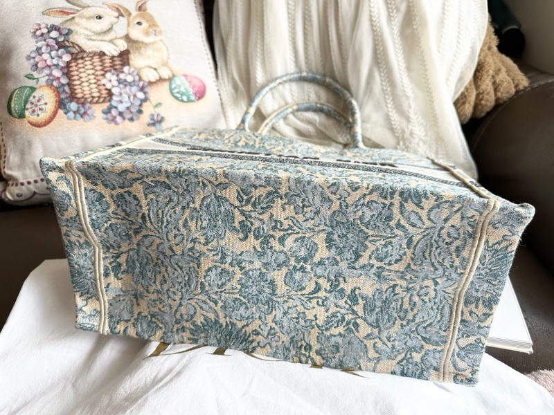 迪奧 托特包 肩背包 腋下包  手提包 閒置  帆布托特 季節限定刺繡款 CHRISTIAN DIOR CD Canvas Embroidered From the 2022 Collection by Maria Grazia Chiuri Medium Brocart Book Tote-19