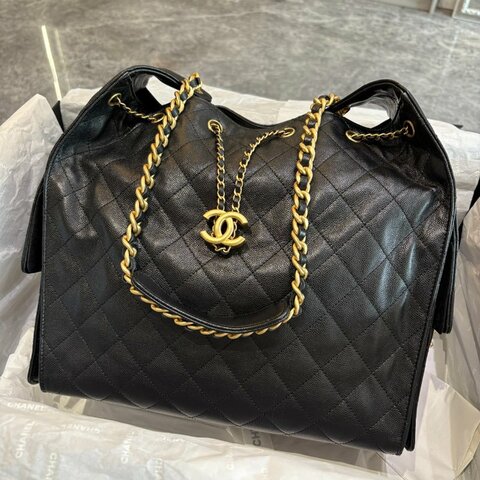 *SHIHNA名牌精品* CHANEL 25 Hobo 中號 粒紋牛皮金logo肩背包