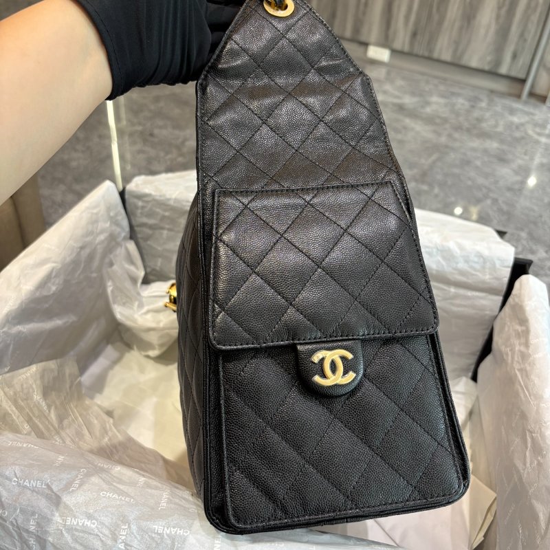 *SHIHNA名牌精品* CHANEL 25 Hobo 中號 粒紋牛皮金logo肩背包-3
