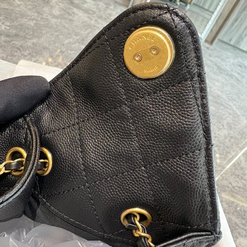 *SHIHNA名牌精品* CHANEL 25 Hobo 中號 粒紋牛皮金logo肩背包-5